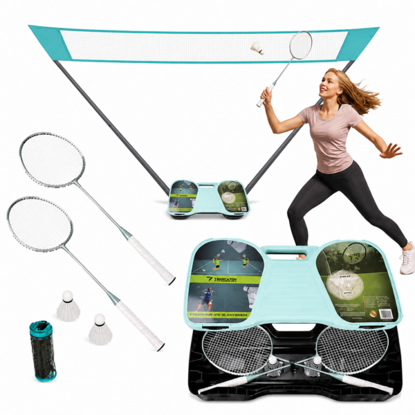 Badmintonsett I Etui Blå Hvit Plast Badmintonsett I Etui Blå Hvit Plast
