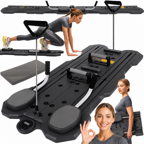 Pilatesbrett med LCD-teller – treningsbrett for kjernetrening med motstandsbånd Pilatesbrett med LCD-teller – treningsbrett for kjernetrening med motstandsbånd