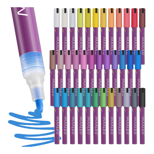 Akrylmarkører Sett 36 Farger Multicolor