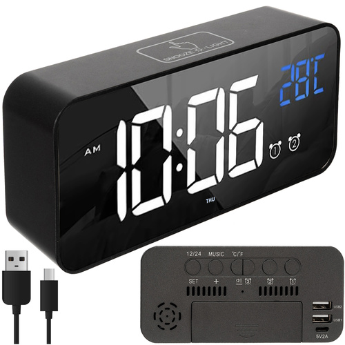 eng_pl_Alarm-clock-LED-clock-Izoxis-24736-18098_13.jpg Vekkerklokke Med LED-Display Svart