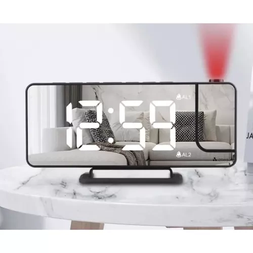 Vekkerklokke Med LED-Display Og Projektor Svart