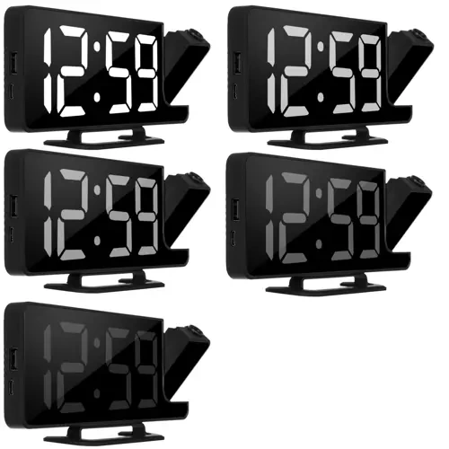 Vekkerklokke Med LED-Display Og Projektor Svart