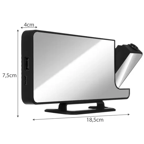 Vekkerklokke Med LED-Display Og Projektor Svart