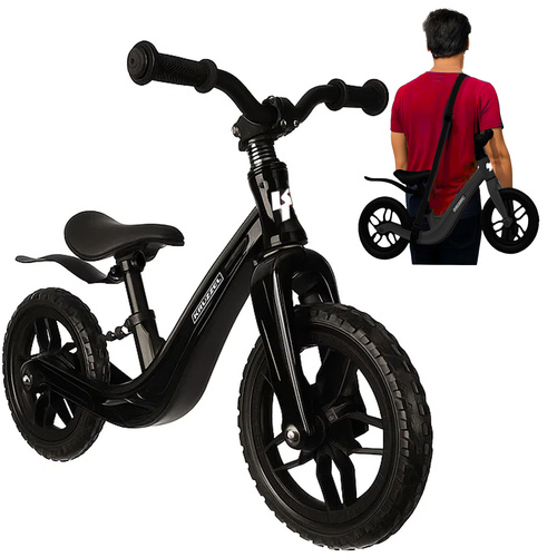 eng_pl_Balance-bike-black-Kruzzel-25767-18262_1.jpg Balansesykkel for barn fra 2 år, lett barnesykkel med 12-tommers hjul og skulderrem