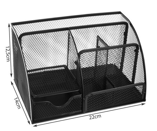 Skrivebordsorganisator Svart 6 Rom 12,5 x 14 x 22 cm