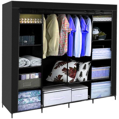 Sammenleggbar Stoffgarderobe Svart 170 x 170 cm Stoff