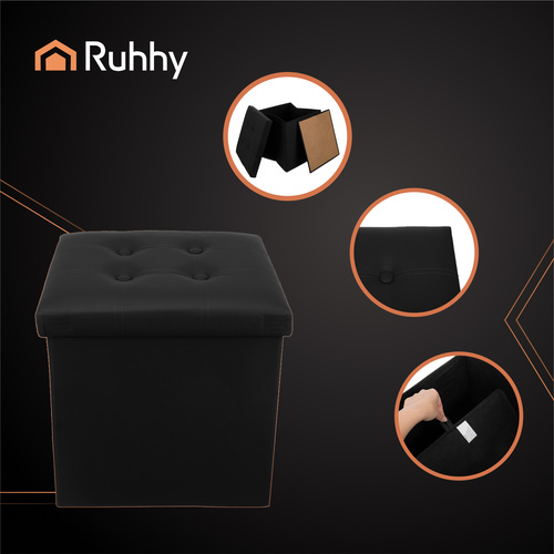 eng_pl_Folding-pouffe-black-Ruhhy-25779-18215_4.jpg Sammenleggbar Sittepuff med oppbevaring Svart