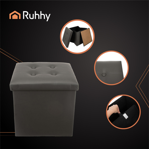 eng_pl_Folding-pouffe-gray-Ruhhy-25780-18214_4.jpg Sammenleggbar Sittepuff med oppbevaring Grå 39 L