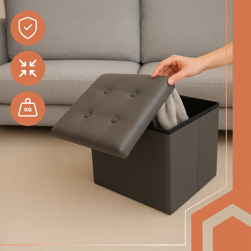 eng_pl_Folding-pouffe-gray-Ruhhy-25780-18214_5.jpg Sammenleggbar Sittepuff med oppbevaring Grå 39 L