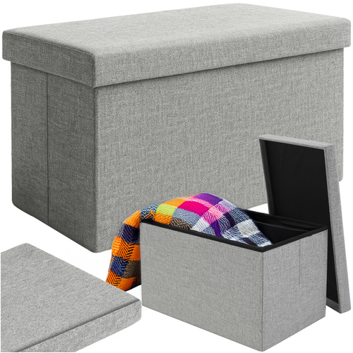 Puff med oppbevaring Grå 60 x 30 x 30 cm Stoff