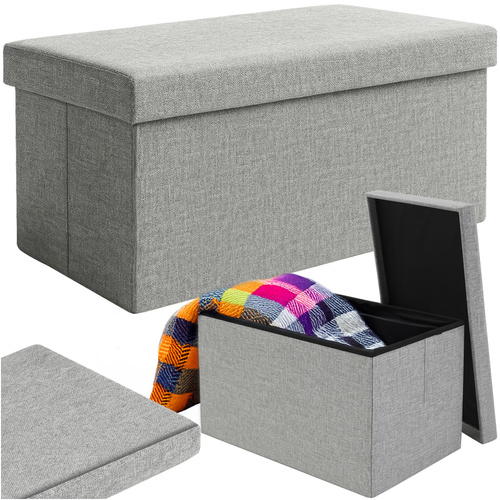 Puff med oppbevaring Grå 76 x 38 x 38 cm Stoff
