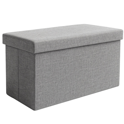 Puff med oppbevaring Grå 76 x 38 x 38 cm Stoff