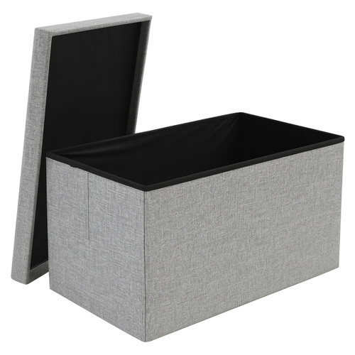 Puff med oppbevaring Grå 76 x 38 x 38 cm Stoff