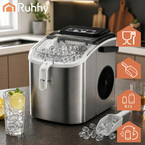 eng_pl_Ice-cube-maker-1-2l-silver-Ruhhy-scoop-19056_1.jpg Isbitmaskin Sølv 1,2 l Med Iskremspade