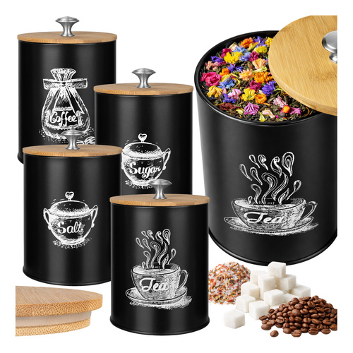 eng_pl_Kitchen-containers-4-pcs-Ruhhy-24578-17916_11.jpg Matbeholdersett med lokk for oppbevaring av tørrvarer på kjøkkenet