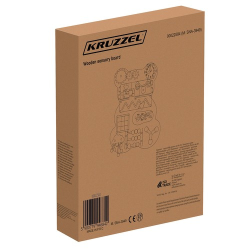 eng_pl_Kruzzel-bear-manipulation-board-22584-16883_1.jpg Aktivitetsbrett Bjørn Brun Tre Pedagogisk motorikktavle med 10 aktiviteter