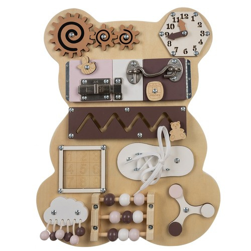 eng_pl_Kruzzel-bear-manipulation-board-22584-16883_4.jpg Aktivitetsbrett Bjørn Brun Tre Pedagogisk motorikktavle med 10 aktiviteter