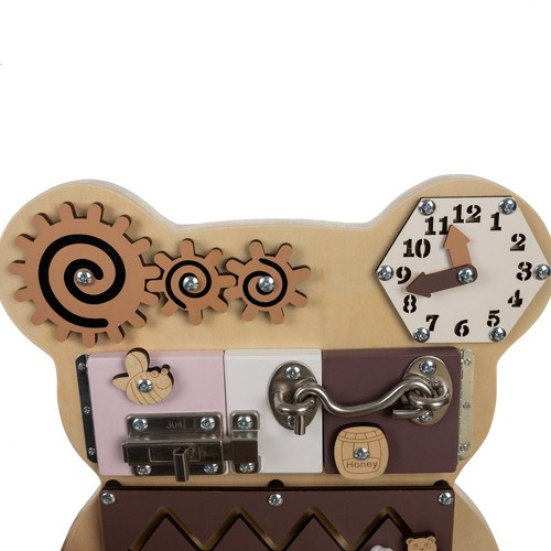 eng_pl_Kruzzel-bear-manipulation-board-22584-16883_5.jpg Aktivitetsbrett Bjørn Brun Tre Pedagogisk motorikktavle med 10 aktiviteter