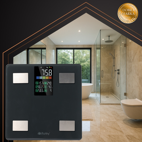 eng_pl_LCD-bathroom-scale-analytical-black-Ruhhy-20675-18492_2.jpg Digital Baderomsvekt Svart Med Kroppsanalyse