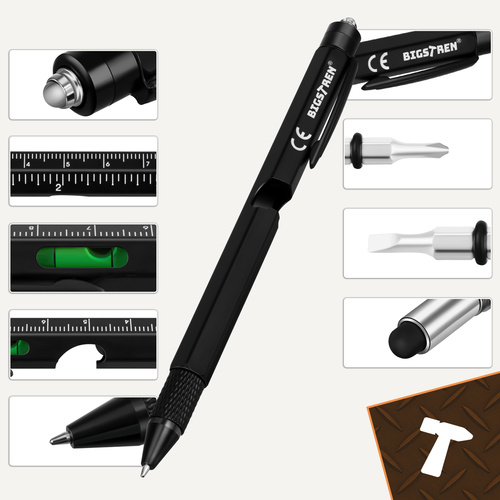 eng_pl_Multifunctional-pen-black-9-in-1-Bigstreen-19133_8.jpg Multifunksjonell Penn Svart 9-i-1 med LED-lys, bits, linjal og flaskeåpner