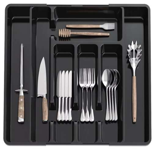 eng_pl_Plastic-drawer-insert-organizer-Ruhhy-24748-17989_10.jpg Bestikkskuff - Skuffeinnsats Plast Svart Organizer