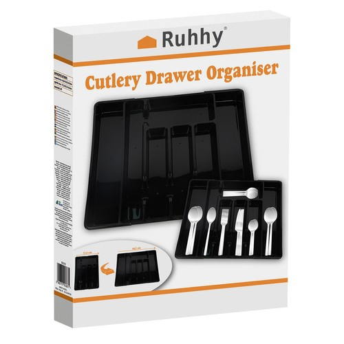 eng_pl_Plastic-drawer-insert-organizer-Ruhhy-24748-17989_5.jpg Bestikkskuff - Skuffeinnsats Plast Svart Organizer