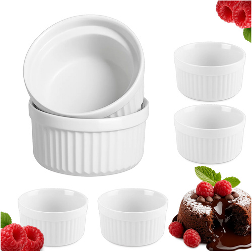 Ovnfast Ramekin Skålesett Hvit 6 Deler Keramikk