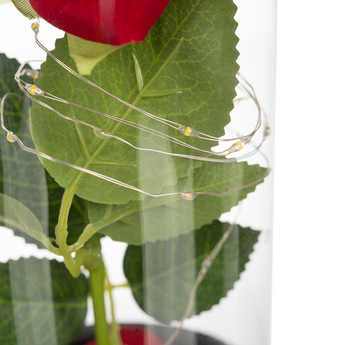 Kunstig Rose I Glass Rosa Med Lys