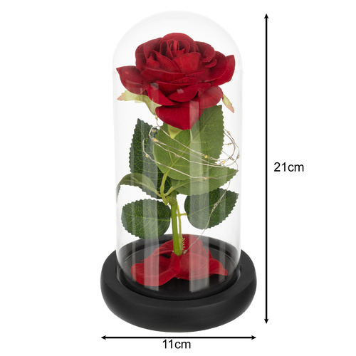 Kunstig Rose I Glass Rosa Med Lys