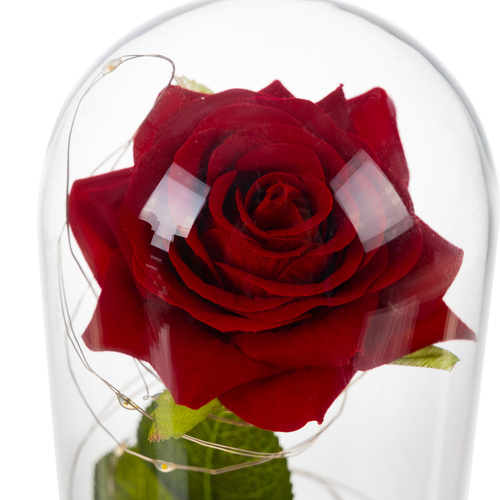 Kunstig Rose I Glass Rosa Med Lys