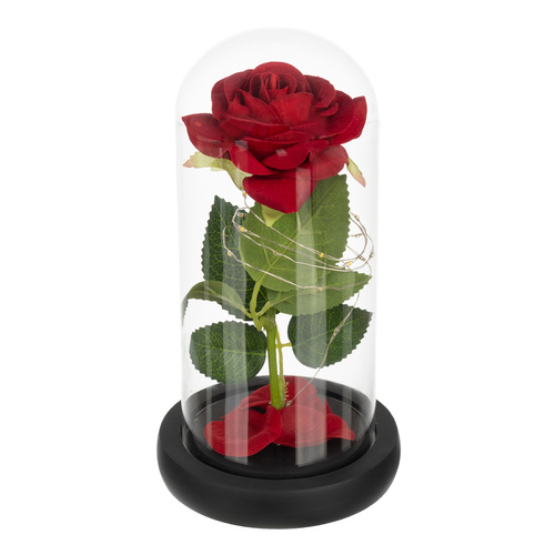 Kunstig Rose I Glass Rosa Med Lys
