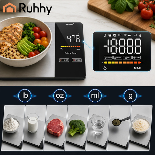 eng_pl_Ruhhy-24632-Bluetooth-Kitchen-Scale-19368_5.jpg Kjøkkenvekt med Bluetooth, elektronisk presisjonsvekt 1 g, LCD-display, opptil 5 kg