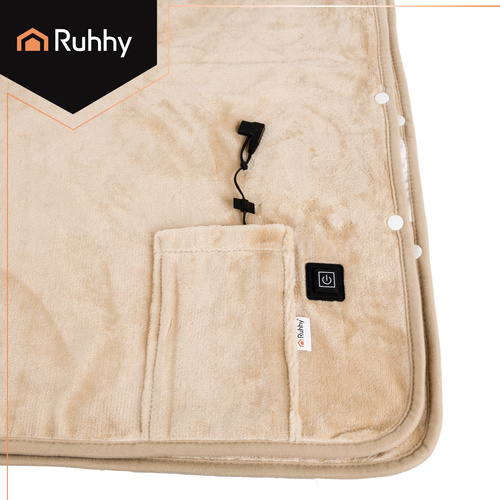 eng_pl_Ruhhy-26226-heated-bedspread-18476_10.jpg Elektrisk varmepledd - Oppvarmet Sengeteppe Polyester - Beige