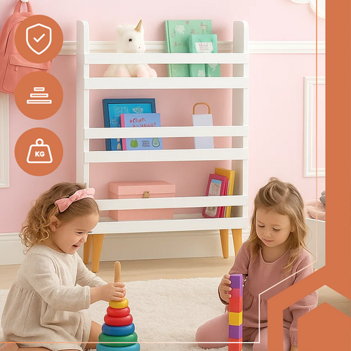 eng_pl_Ruhhy-26440-Toy-Bookshelf-18316_5.png Leke- Og Bokhylle Hvit Tre - 95 x 15 x 50 cm