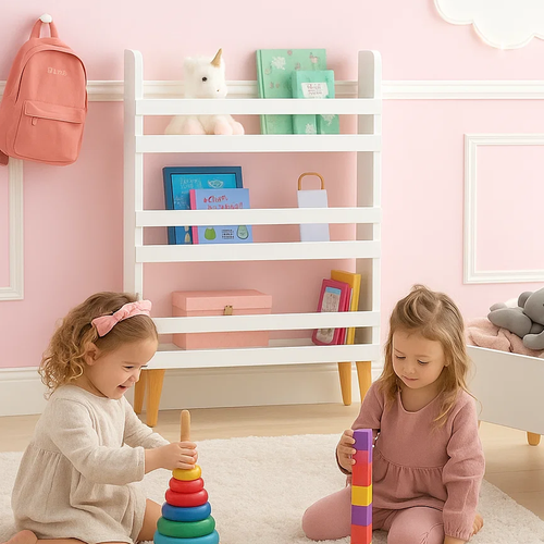 eng_pl_Ruhhy-26440-Toy-Bookshelf-18316_6.png Leke- Og Bokhylle Hvit Tre - 95 x 15 x 50 cm