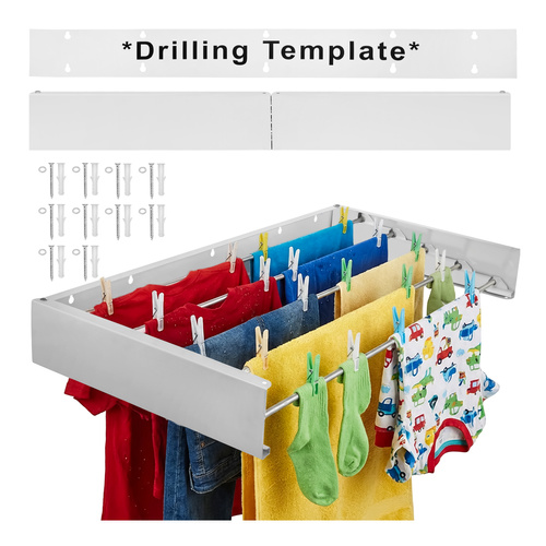 eng_pl_Ruhhy-80cm-wall-mounted-clothes-dryer-19021_12.jpg Vegghengt Klesstativ Hvit 80 cm Metall