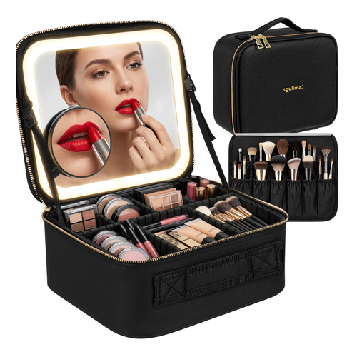 eng_pl_Soulima-27236-LED-Cosmetic-Case-with-Mirror-19125_1.jpg Sminkeveske med speil og LED-belysning for kosmetikk, XL-sett
