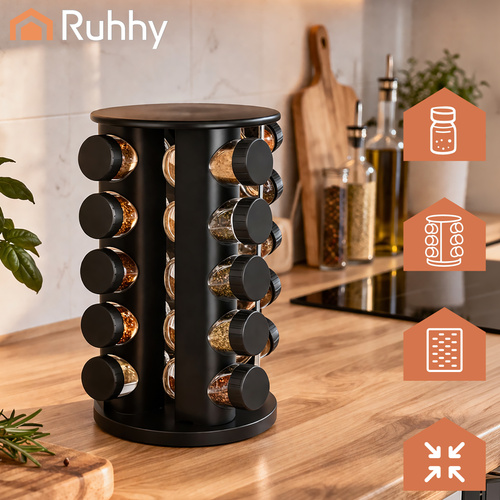 eng_pl_Spice-container-20-pcs-Ruhhy-organizer-19011_1.jpg Krydderbokser Med Organizer Svart 20 Deler