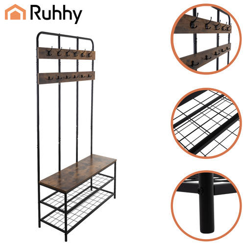 eng_pl_Standing-shelf-with-hanger-182cm-Ruhhy-27036-18663_3.jpg Garderobestativ Med Hylle Og Kleshenger Svart 182 cm Metall