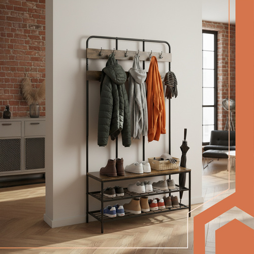 eng_pl_Standing-shelf-with-hanger-182cm-Ruhhy-27036-18663_6.jpg Garderobestativ Med Hylle Og Kleshenger Svart 182 cm Metall