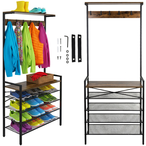 eng_pl_Standing-shelf-with-hanger-189cm-Ruhhy-27035-18666_6.jpg Stående Hylle Med Klesstang Svart 189 cm Metall